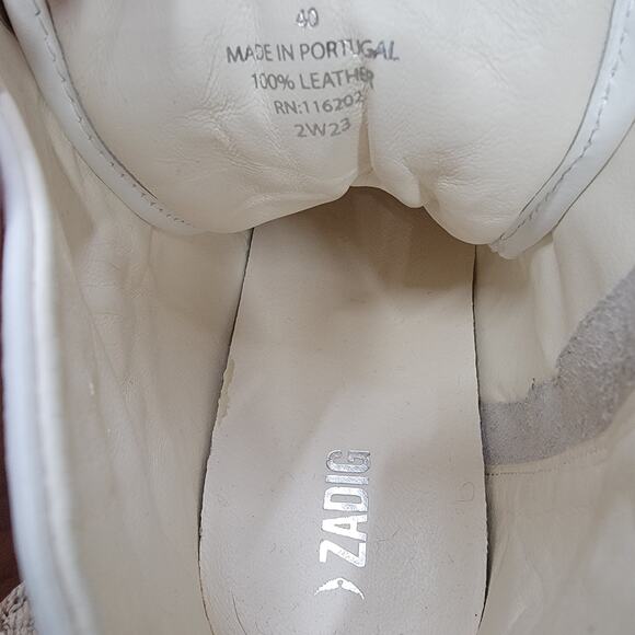 ZADIG & VOLTAIRE HIGH FLASH HIGH TOP LEATHER SNEAKERS, SIZE 40 - Picture 7 of 7